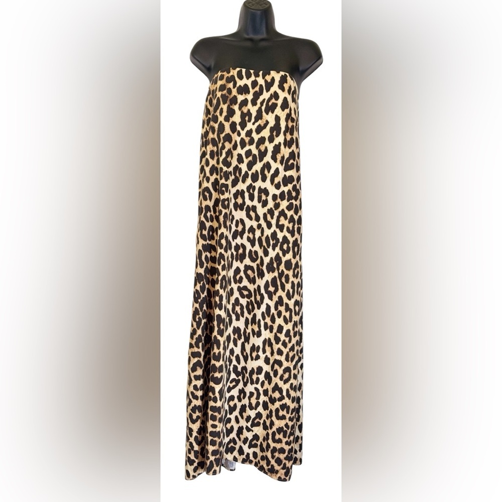 Strapless Leopard Print Midi Dress - Picture 4 of 16